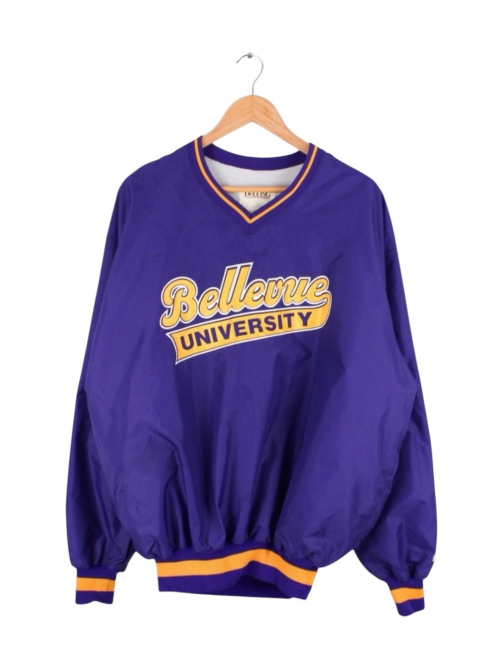 Vintage‎ Bellevue University Pullover Jacket 2XL Purple Gold USA Made DeLong